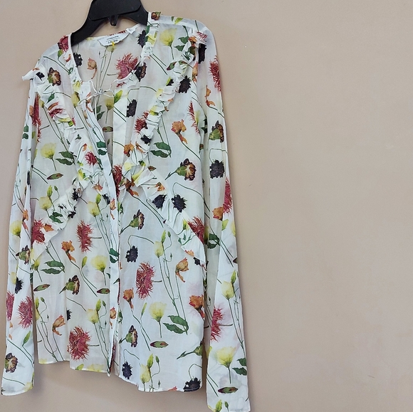 & other stories floral blouse with ruffle detail silk blend - Picture 3 of 6